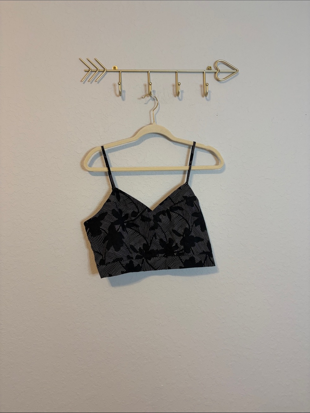 Universal Thread Black Floral Cropped Bustier Cami Top Size Large